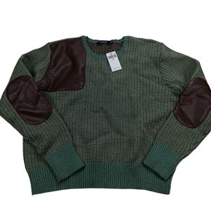 Lauren Ralph Lauren Green Sweater with Brown Accents